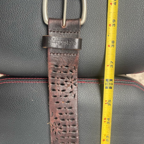 AEROPOSTALE Belt Genuine leather brown with silver buckle - Picture 4 of 7